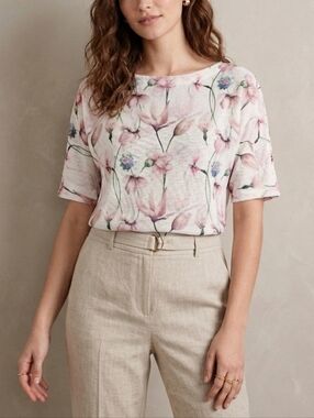 NWOT Sz S Loggia de Tessitori Made in Italy Floral Print Knit Dolman Sleeves